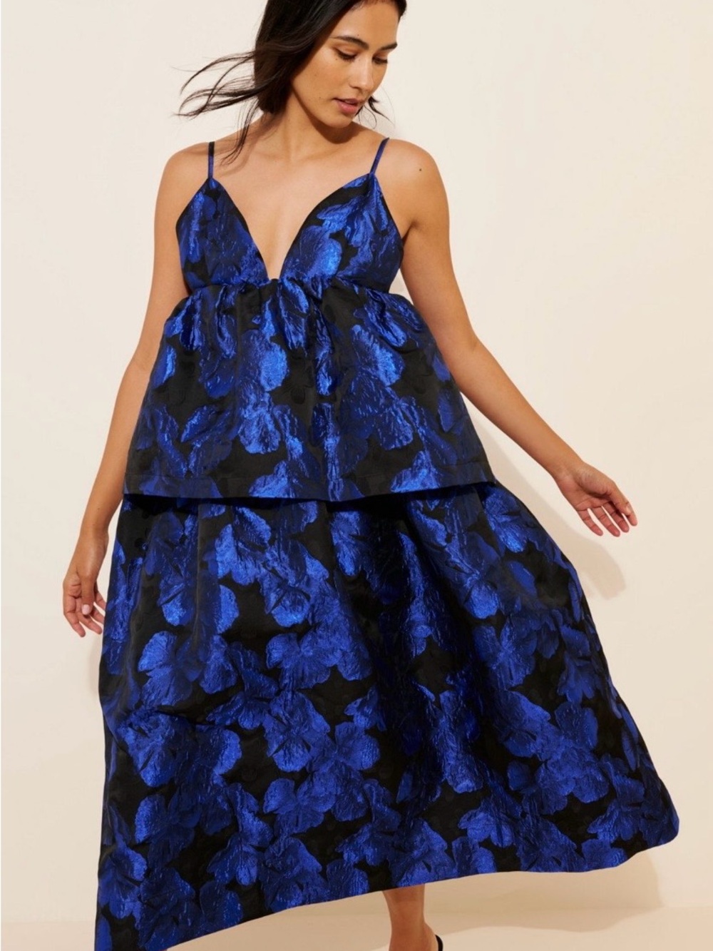 Anthropologie Babydoll Tiered Sleeveless Open-Back Midi Dress Size XS